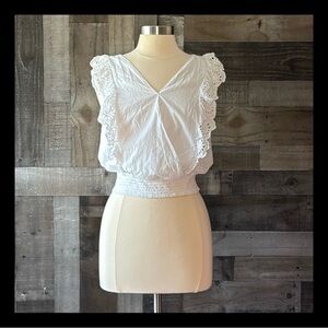 NWT! Japna white wrap top medium angelic crochet boho chic dainty coquette